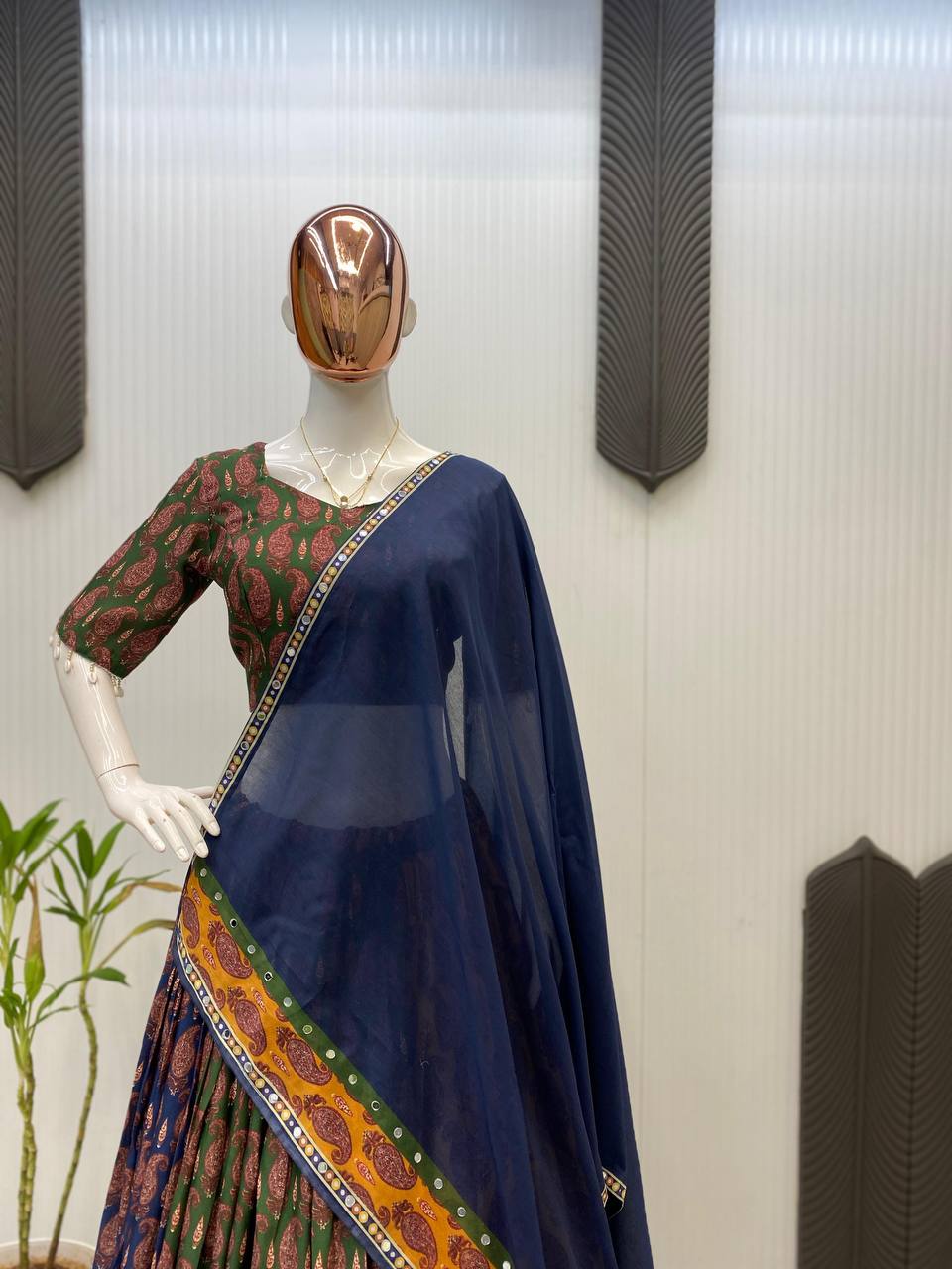 Multicolor Rayon Real Mirror Work Navratri Lehenga Choli