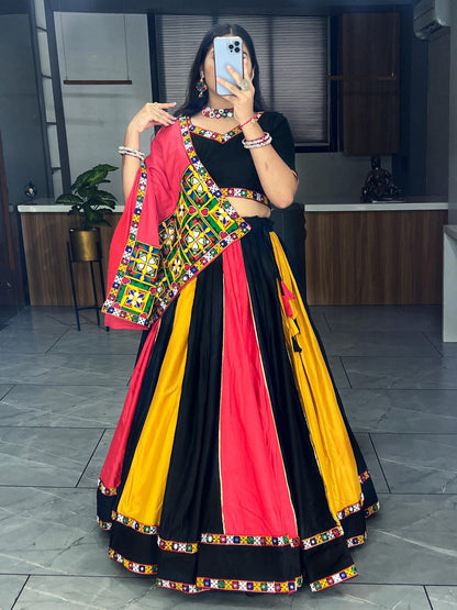 Multicolor Pure Rayon Cotton Traditional Work Navratri Lehenga Choli