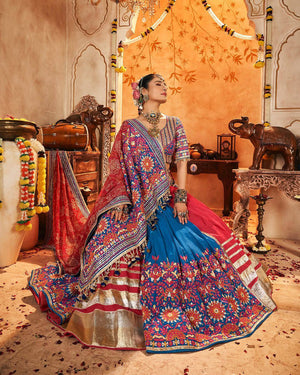 Kutchi embroidered crop top with multicolor thread work
