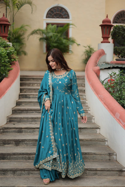 Rama Color Chinon With Rich Sequins Embroidered Work Sharara Suit