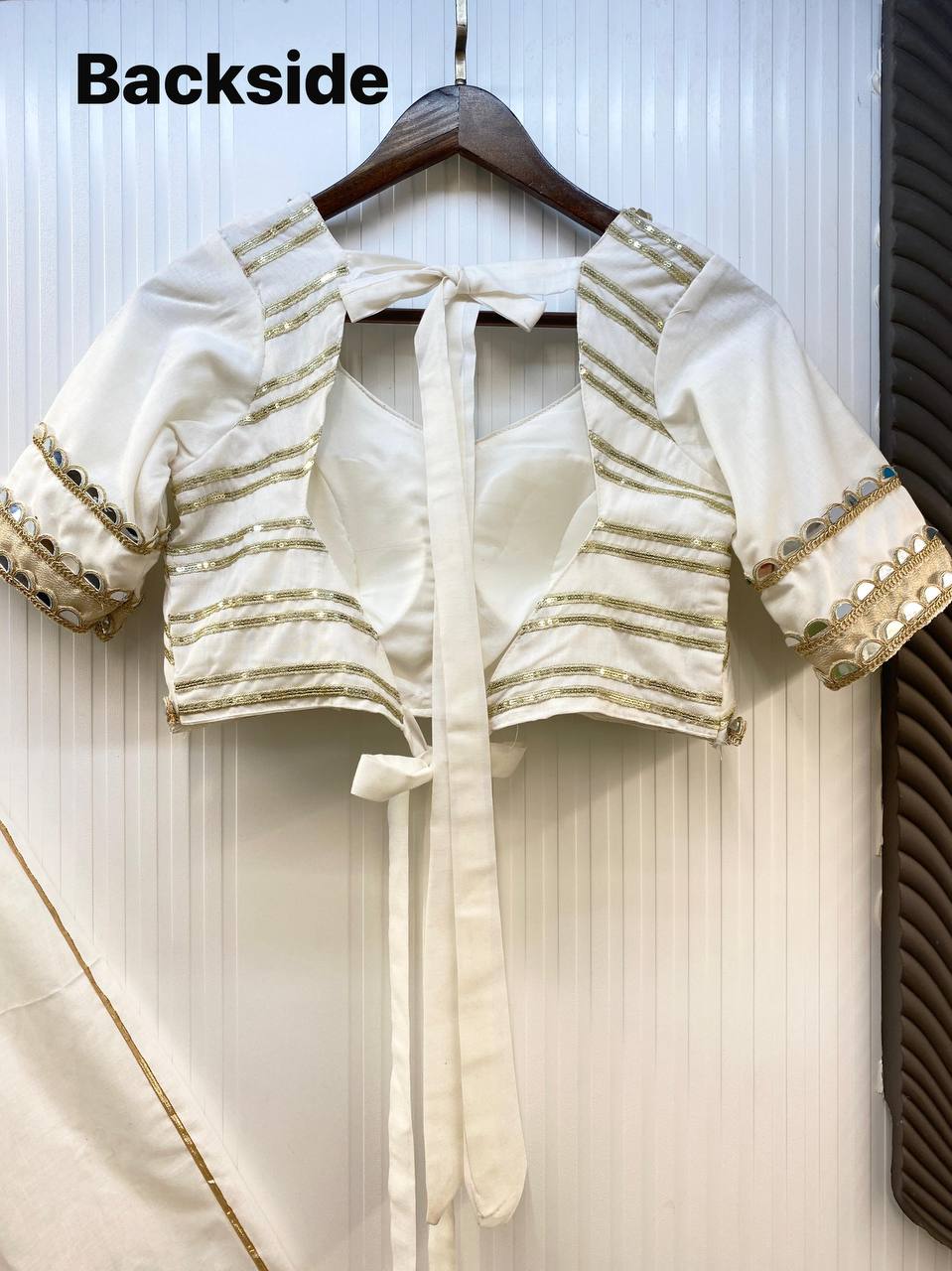 White Cotton Embroidery With Mirror Work Embroidery With Mirror Work Navratri Lehenga Choli