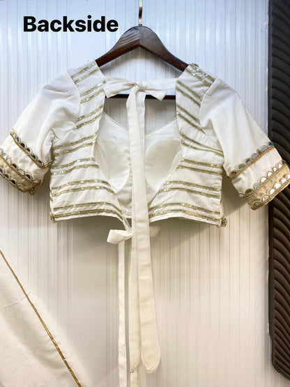 White Cotton Embroidery With Mirror Work Embroidery With Mirror Work Navratri Lehenga Choli