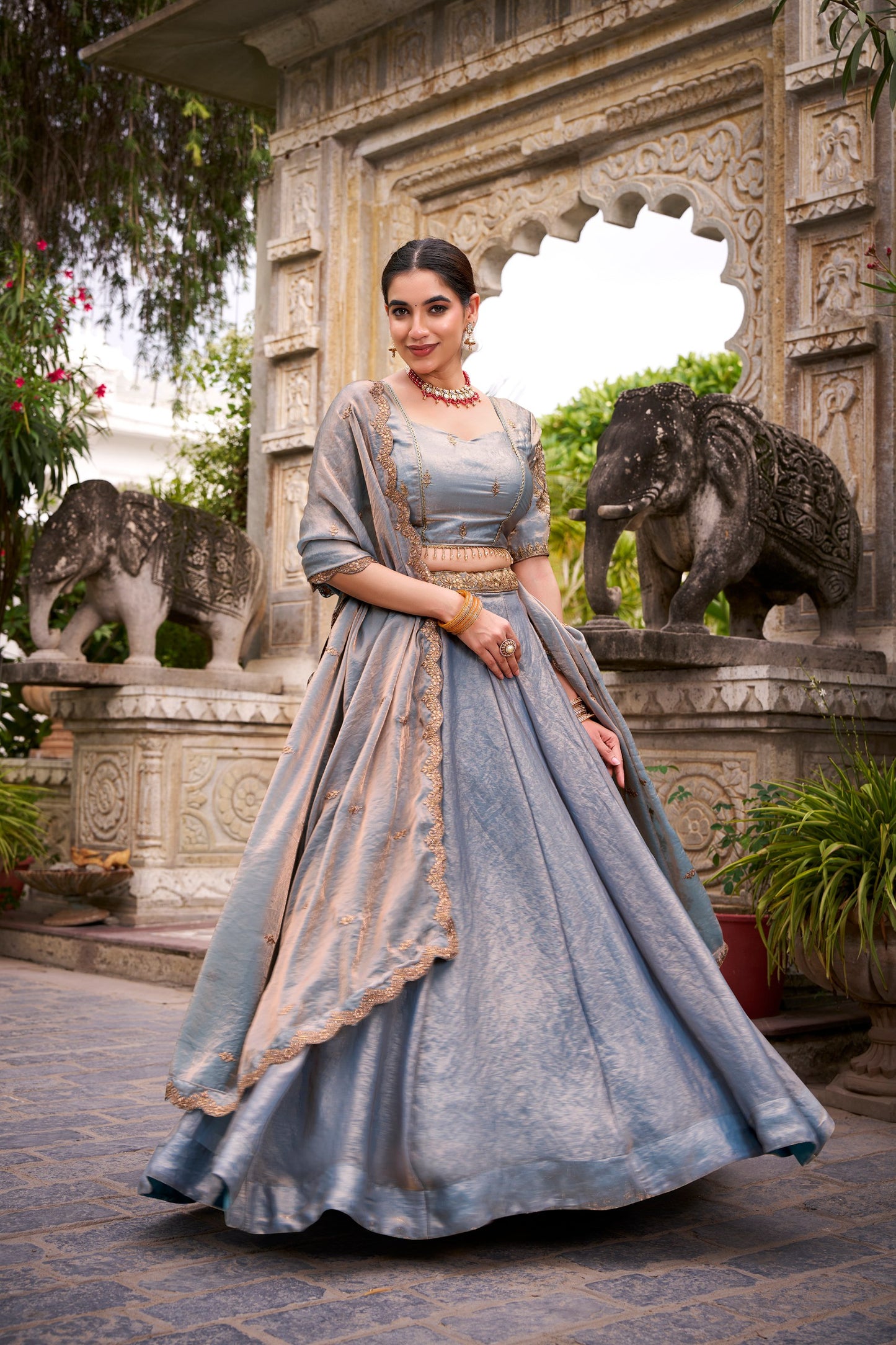 Sea Blue Fendi Sequins And Thread Embroidery Work Lehenga Choli
