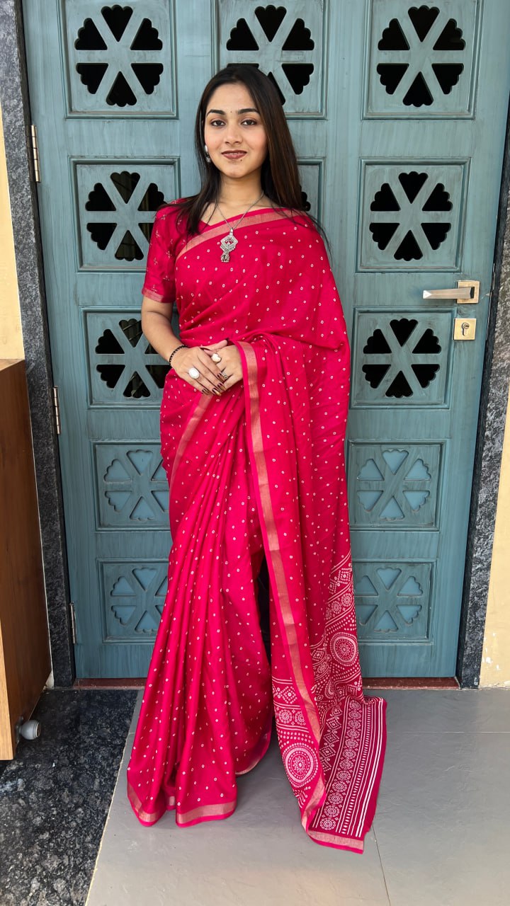 Rani Soft Mal Mal Cotton Silk Print Traditional Saree