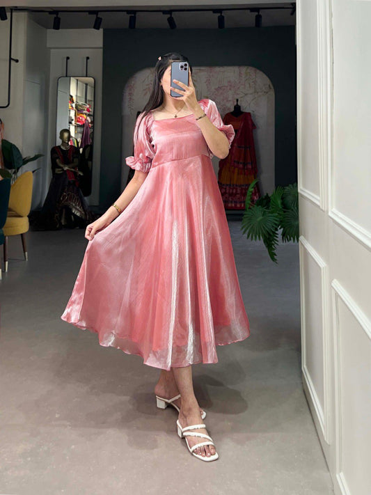 Peach Glamour Burberry Silk Plain Gown