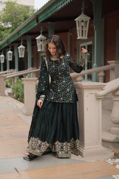 Black Rangoli Silk With Heavy Sequins Thread Embroidered Work Plazzo