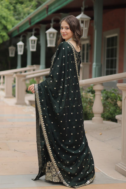 Black Rangoli Silk With Heavy Sequins Thread Embroidered Work Plazzo