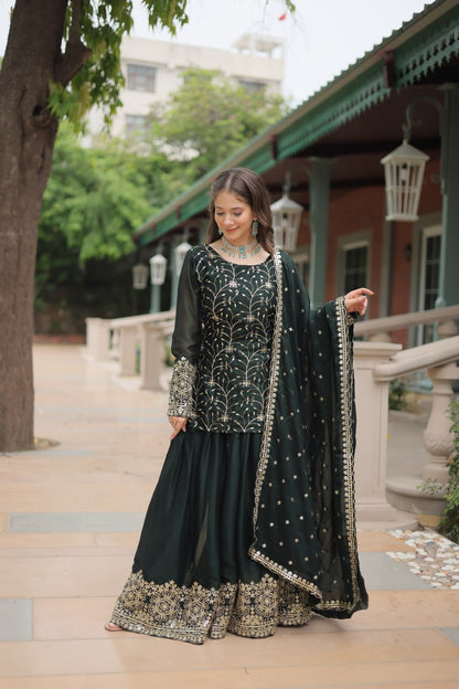 Black Rangoli Silk With Heavy Sequins Thread Embroidered Work Plazzo