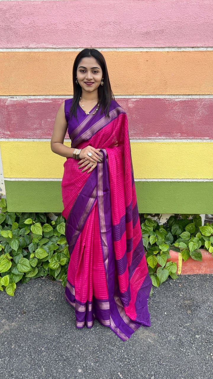 Pink Marshmallow With Elegant Kolam Print Premium Saree