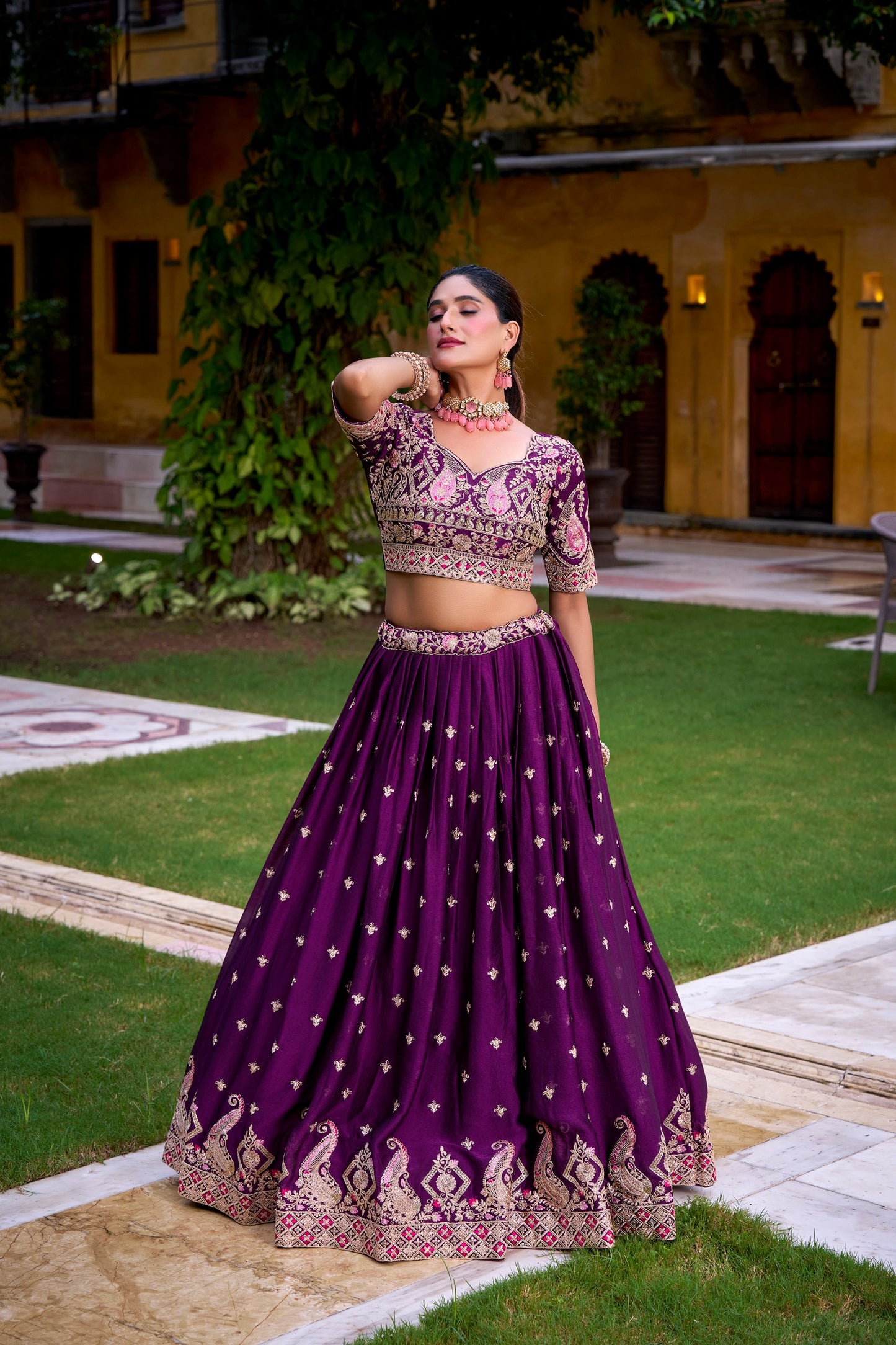 Purple Rangoli Crush Sequins And Thread Embroidery Work Lehenga Choli