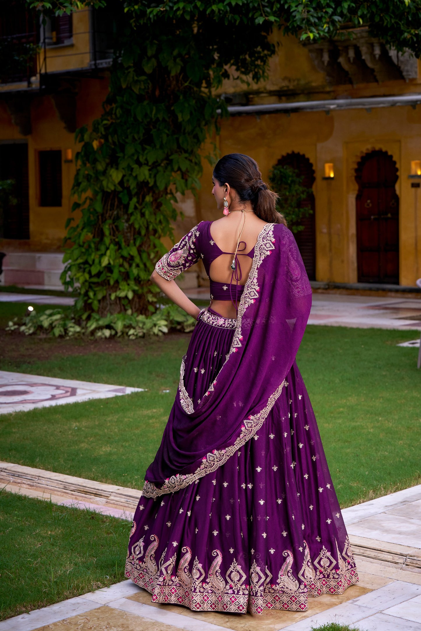 Purple Rangoli Crush Sequins And Thread Embroidery Work Lehenga Choli