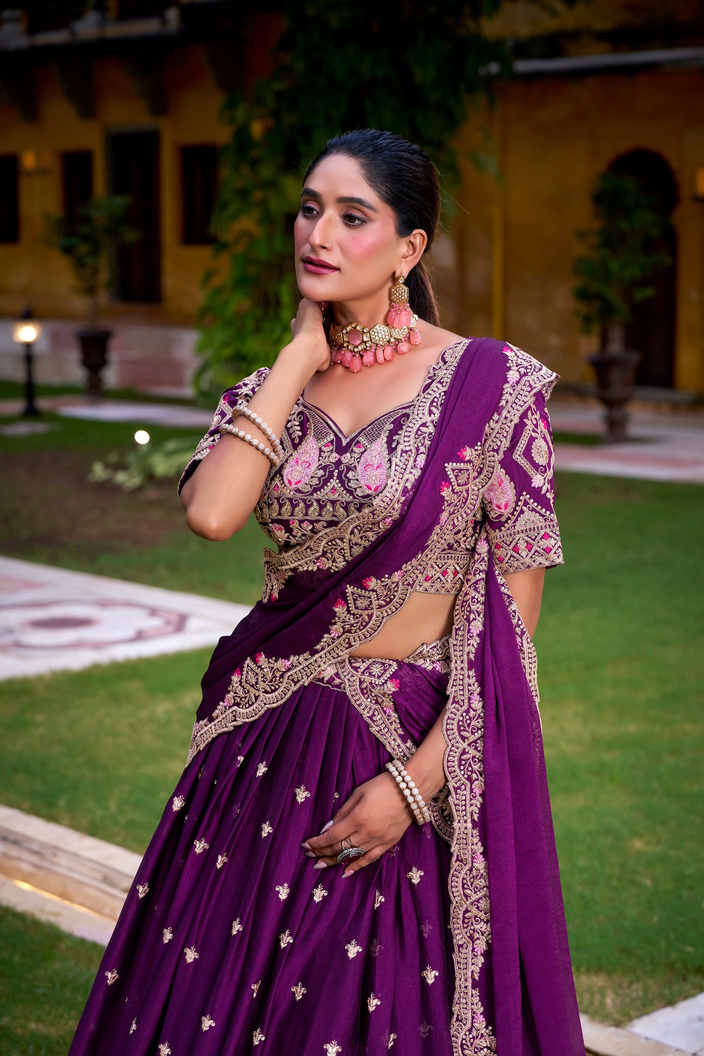 Purple Rangoli Crush Sequins And Thread Embroidery Work Lehenga Choli