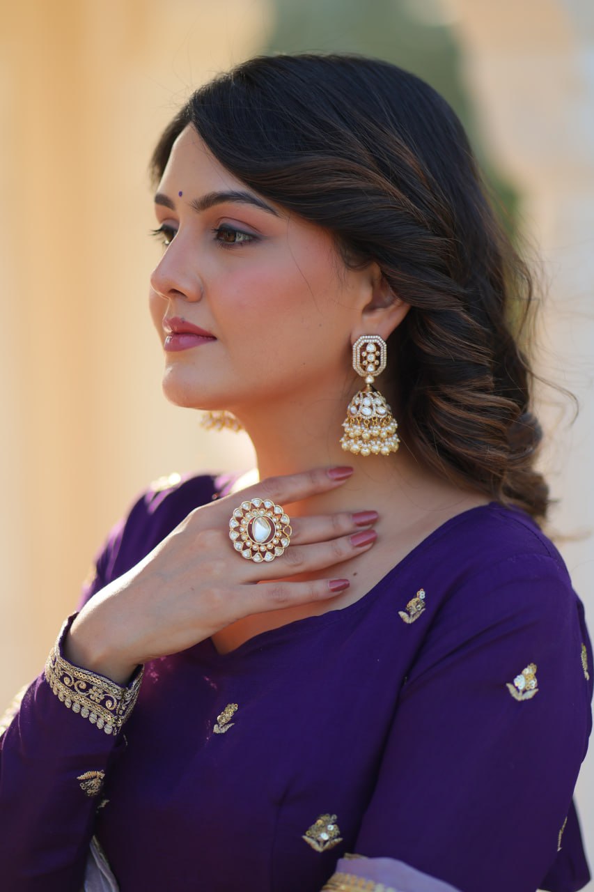 Purple Designer Georgette With Embroidery Zari Sequins Work Gown