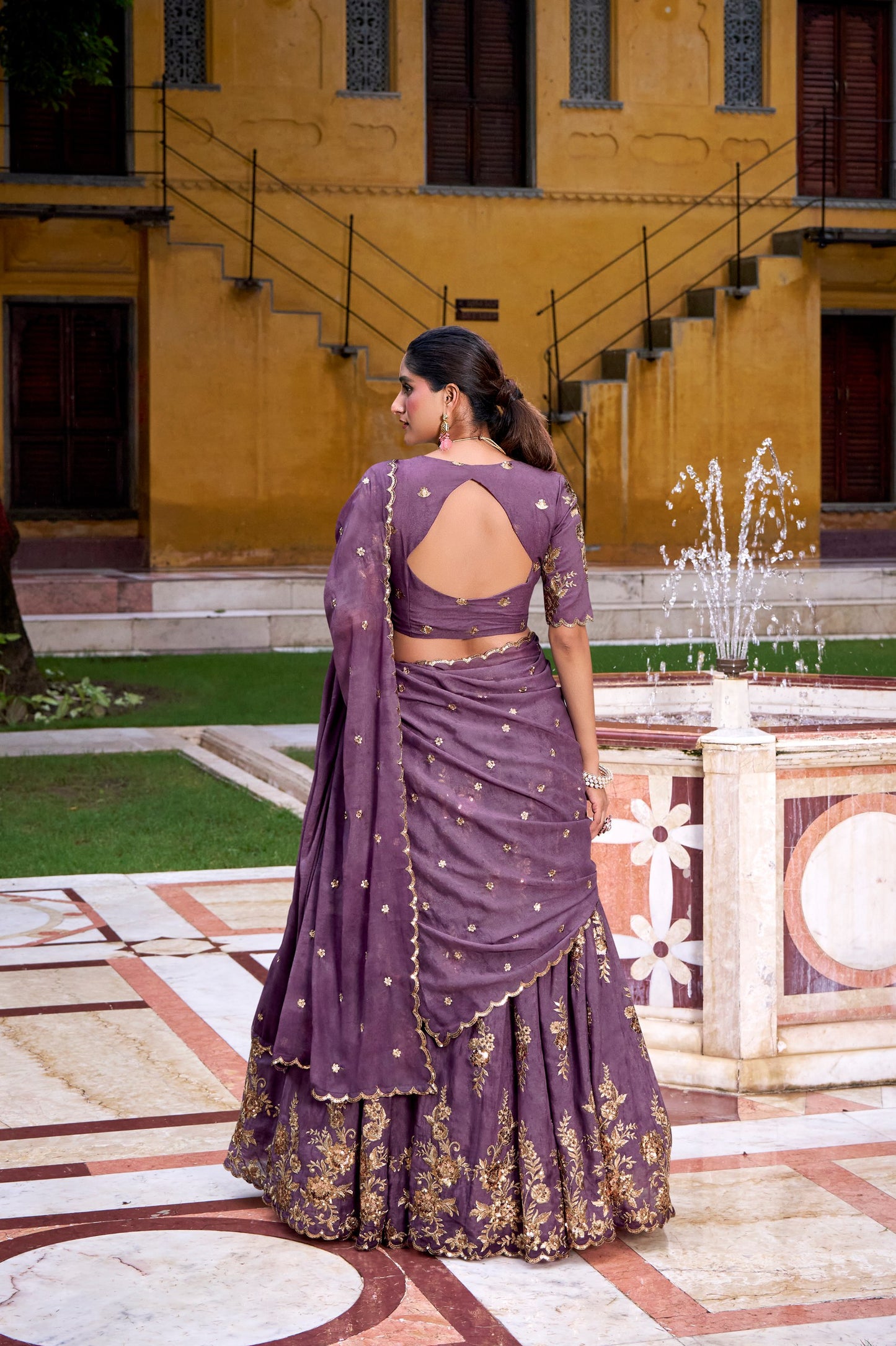 Luvender Chocolate Crush Sequins And Thread Embroidery Work Lehenga Choli