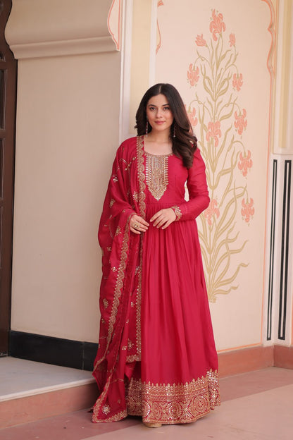 Rani Zari Sequins Embroidered Work Round Neck Gown