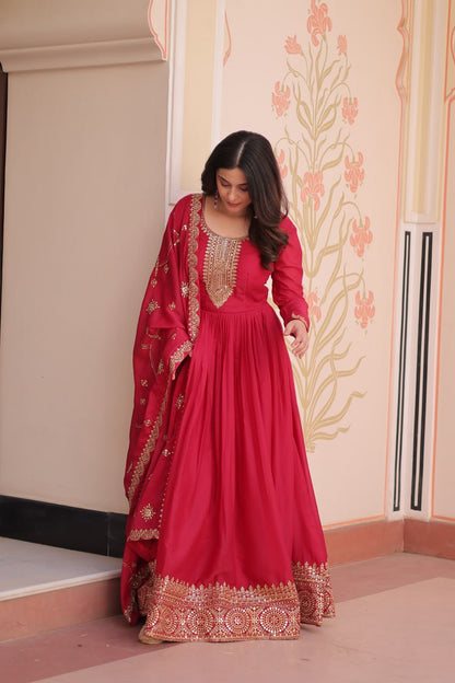 Rani Zari Sequins Embroidered Work Round Neck Gown