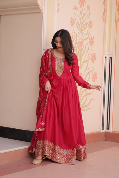 Rani Zari Sequins Embroidered Work Round Neck Gown