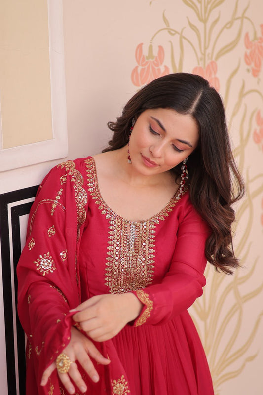 Rani Zari Sequins Embroidered Work Round Neck Gown