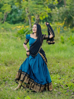Kanchi cotton pavadai dhavani for temple and college function
