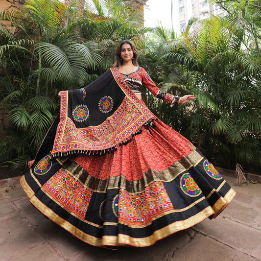 Maroon Real Mirror Work Navratri Lehenga Choli