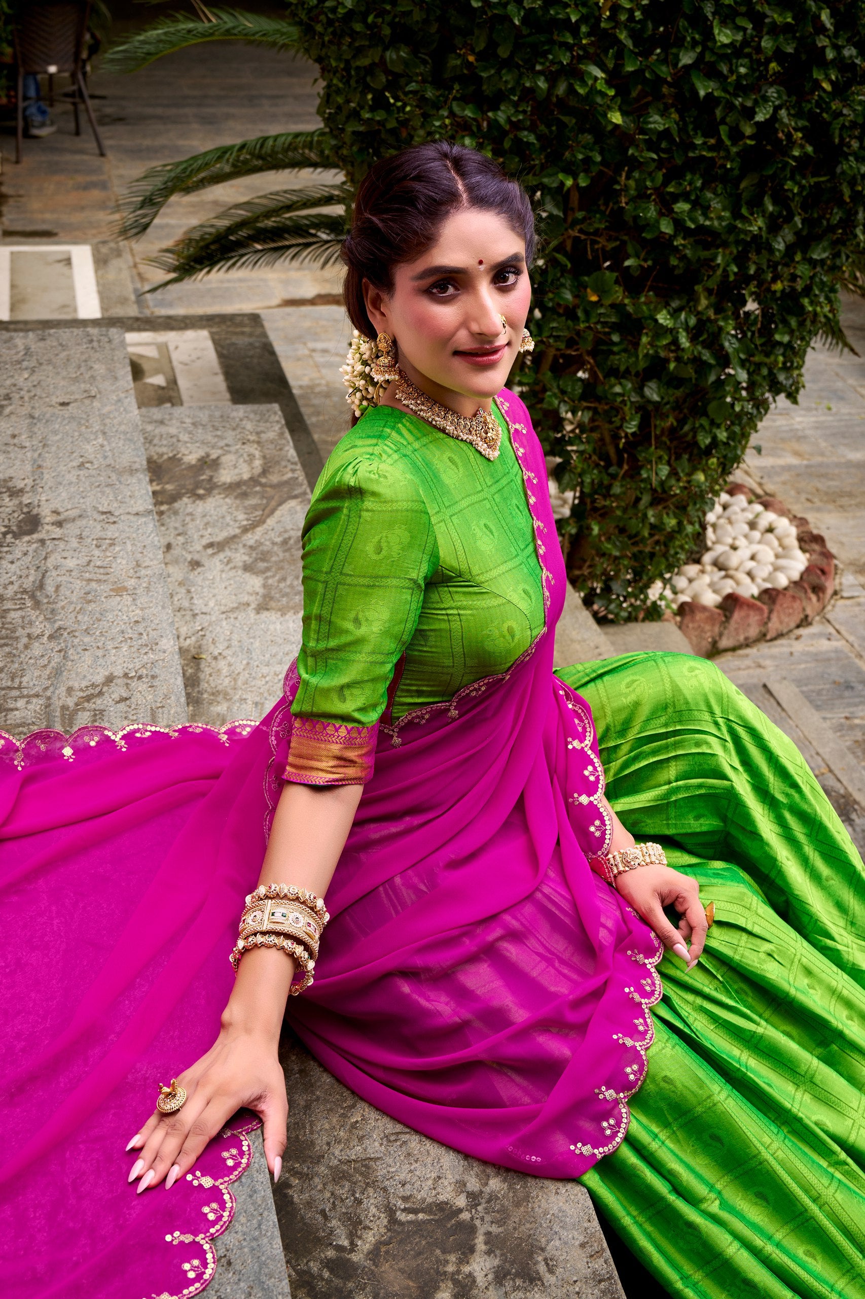 Parrot Poly Cotton Zari Weaving Work Every Celebration Lehenga