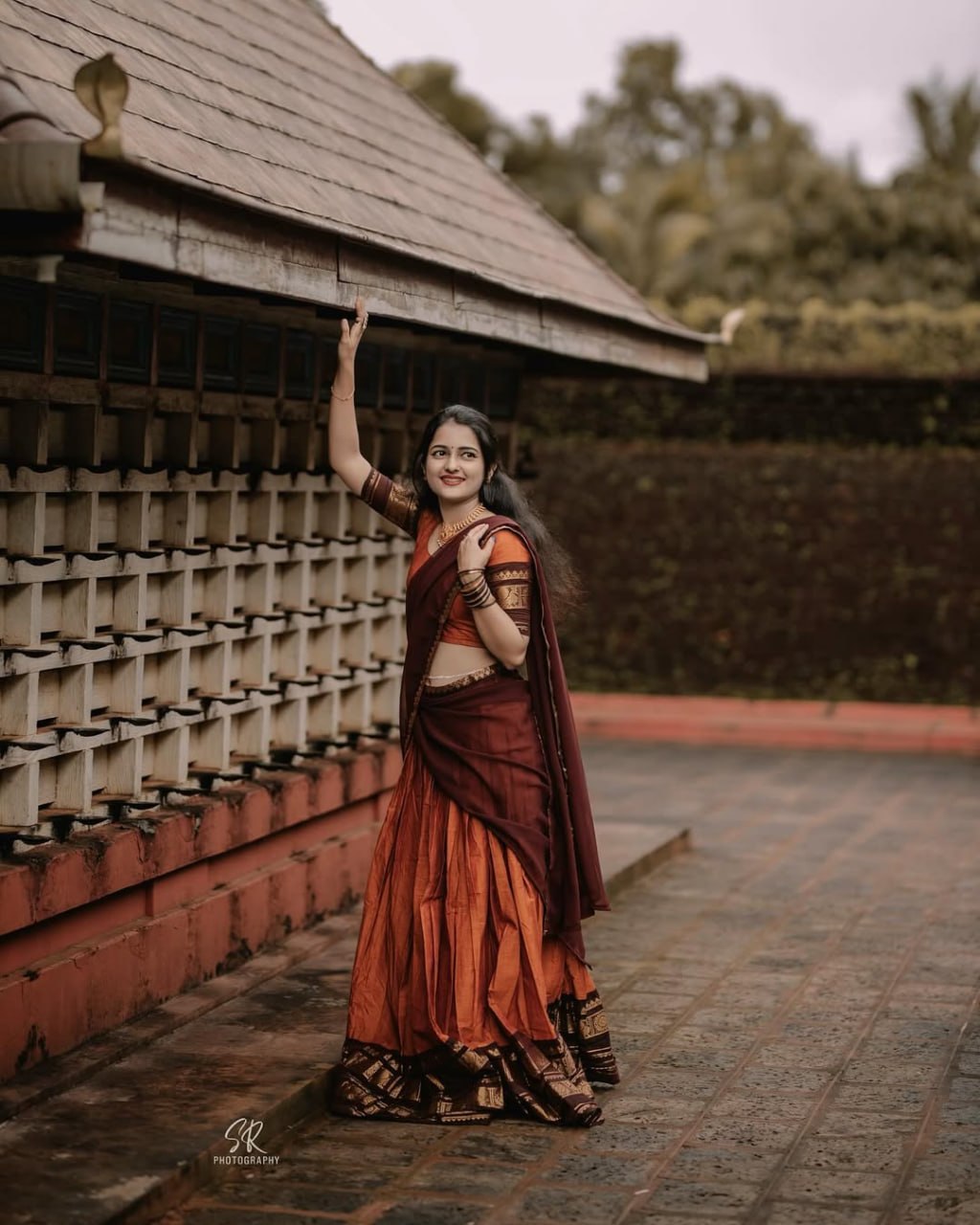 Kanchi cotton pavadai dhavani for temple and college function
