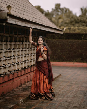 Kanchi cotton pavadai dhavani for temple and college function
