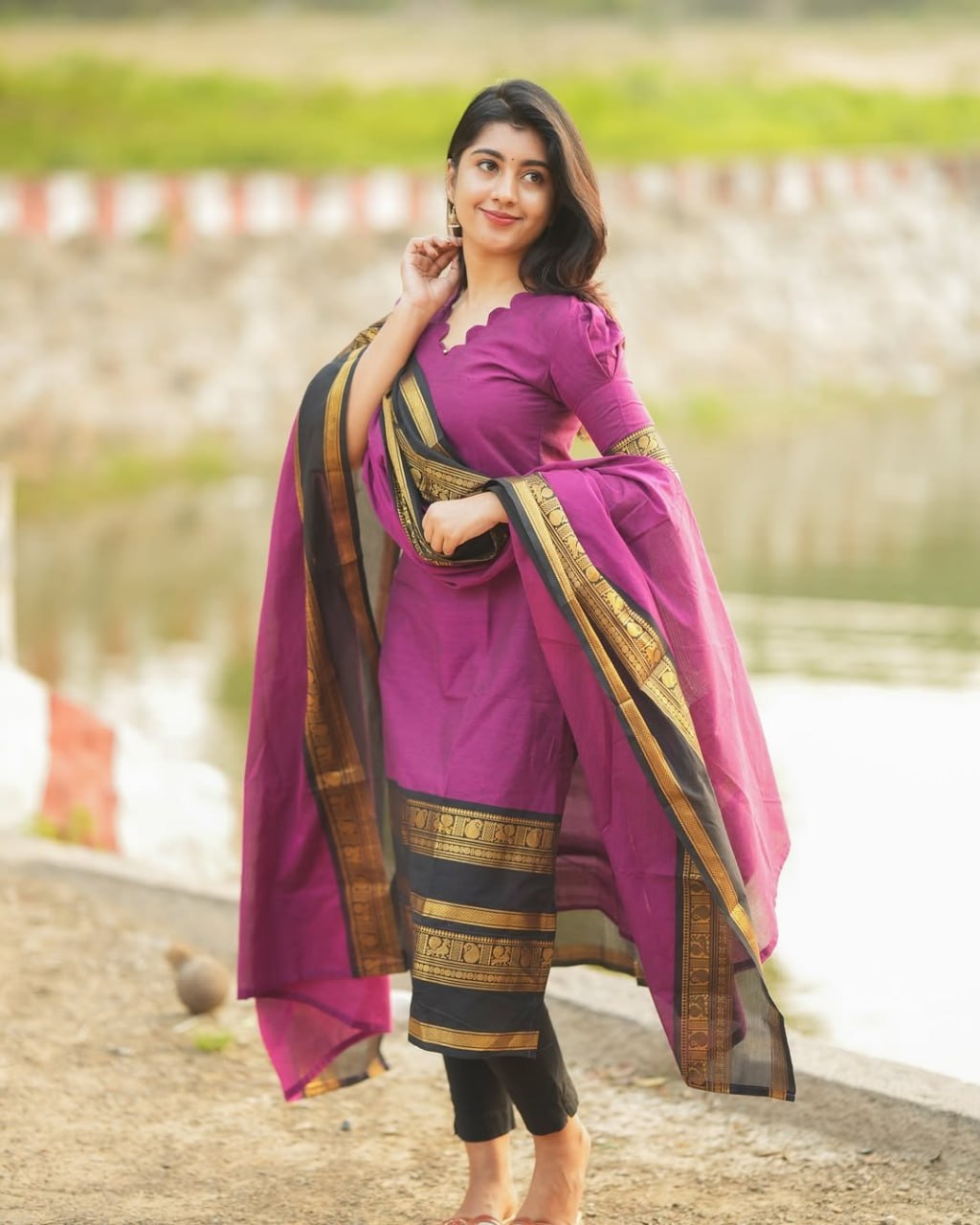 Heavy Kanchi cotton suit set for temple and family functions
