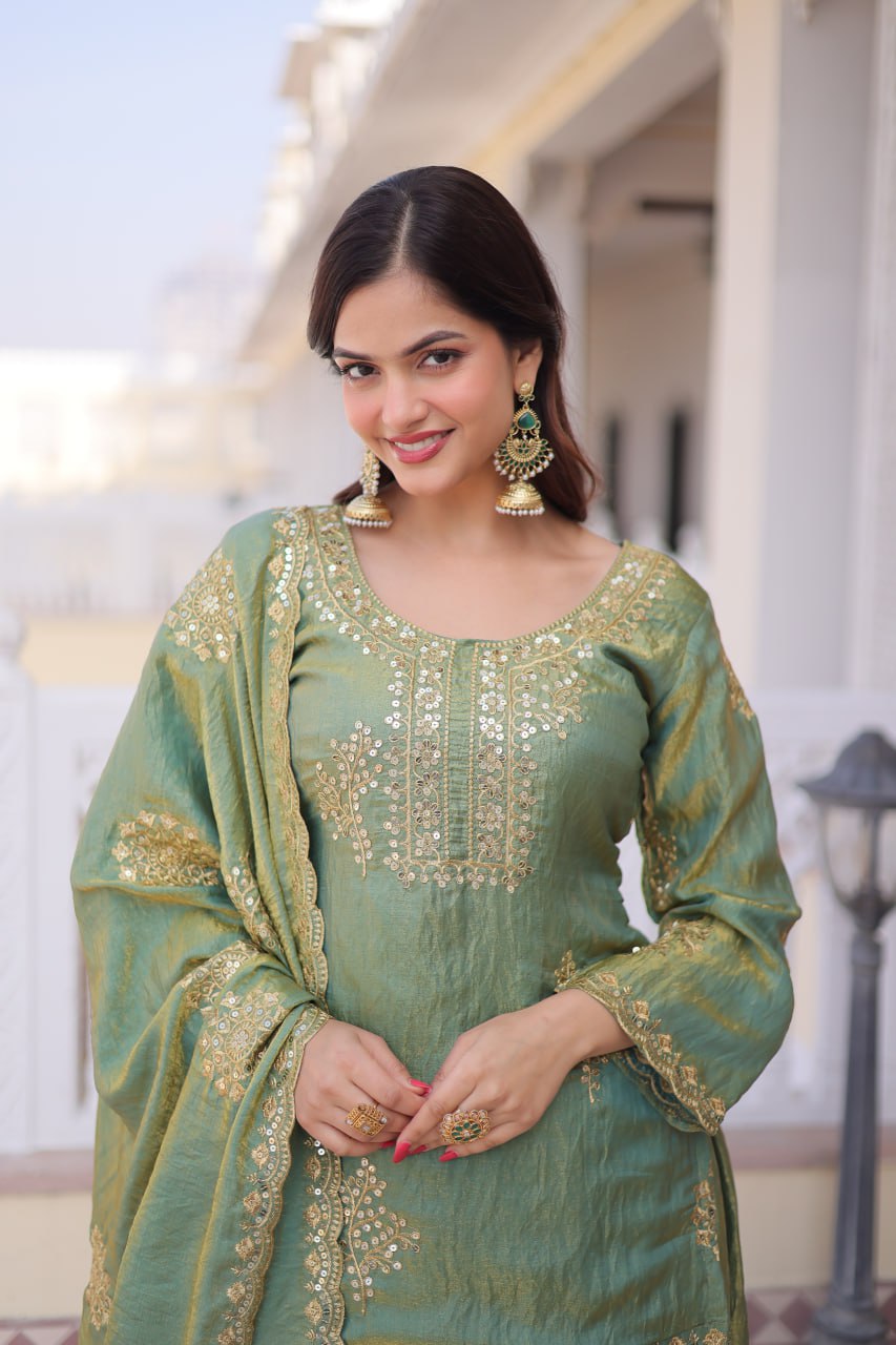 Pista Fendi Crush With Zari Sequins Embroidered Work Sharara