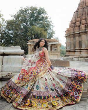 Heavy muslin cotton chaniya choli with patchwork and embroidery

