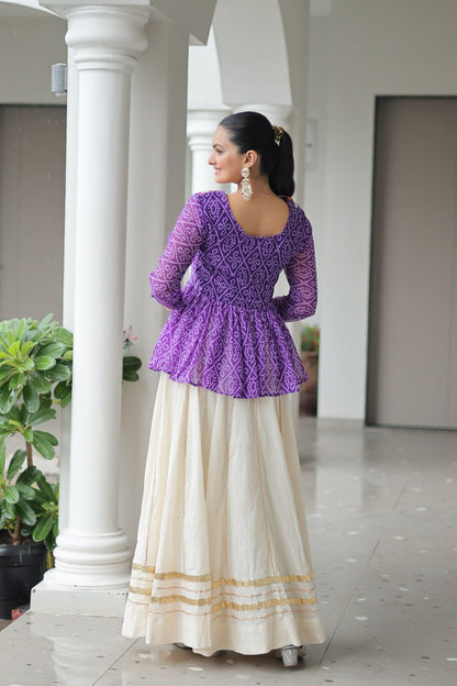 Lavender Attractive Gota Patti Lace Navratri Special Lehenga