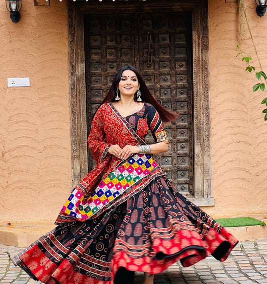 Maroon Multicolor Beautiful Digital Print Real Mirror Work Navratri Lehenga Choli