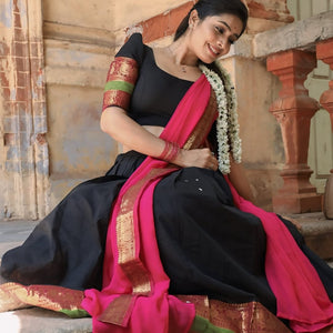Authentic Kanchi cotton langa voni for Diwali and temple wear
