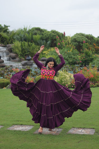 Wine Colored Reyon Attractive Navratri Special Gown