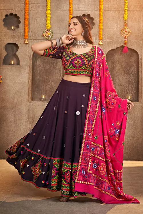 Best Exclusive Embroidered With Mirror Work Navratri Chaniya Choli