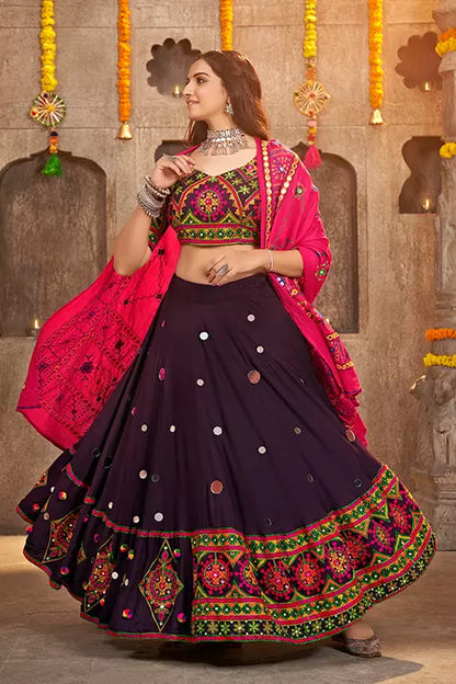 Best Exclusive Embroidered With Mirror Work Navratri Chaniya Choli