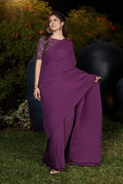 Purple Color Exclusive Party Wear Saree Collection