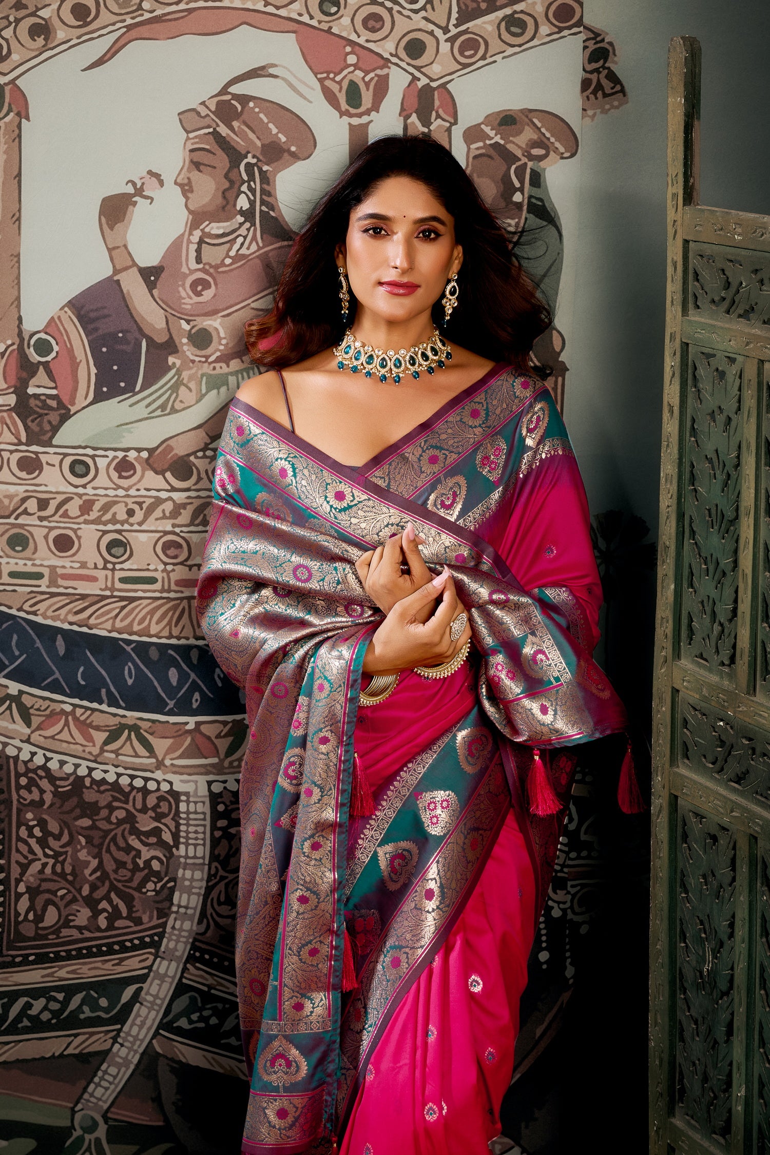 Mauvelous Pink Banarasi Soft Silk Saree – Designer Wedding Festive Party Wear Saree