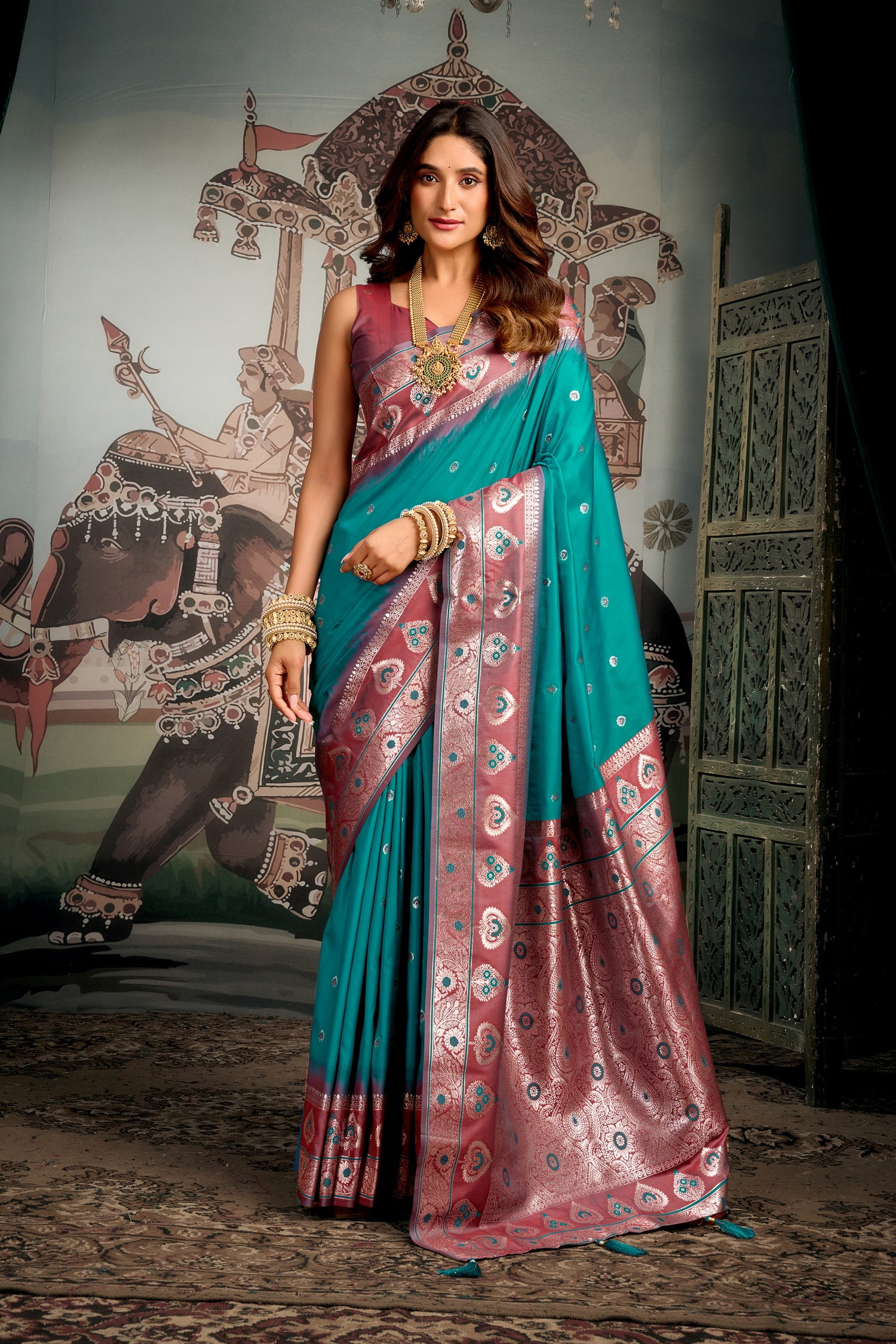 Wild Blue Banarasi Soft Silk Saree – Designer Wedding Festive Party Wear Saree