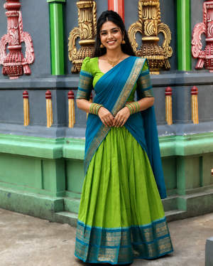  Rama Blue Kanci Cotton Half Saree