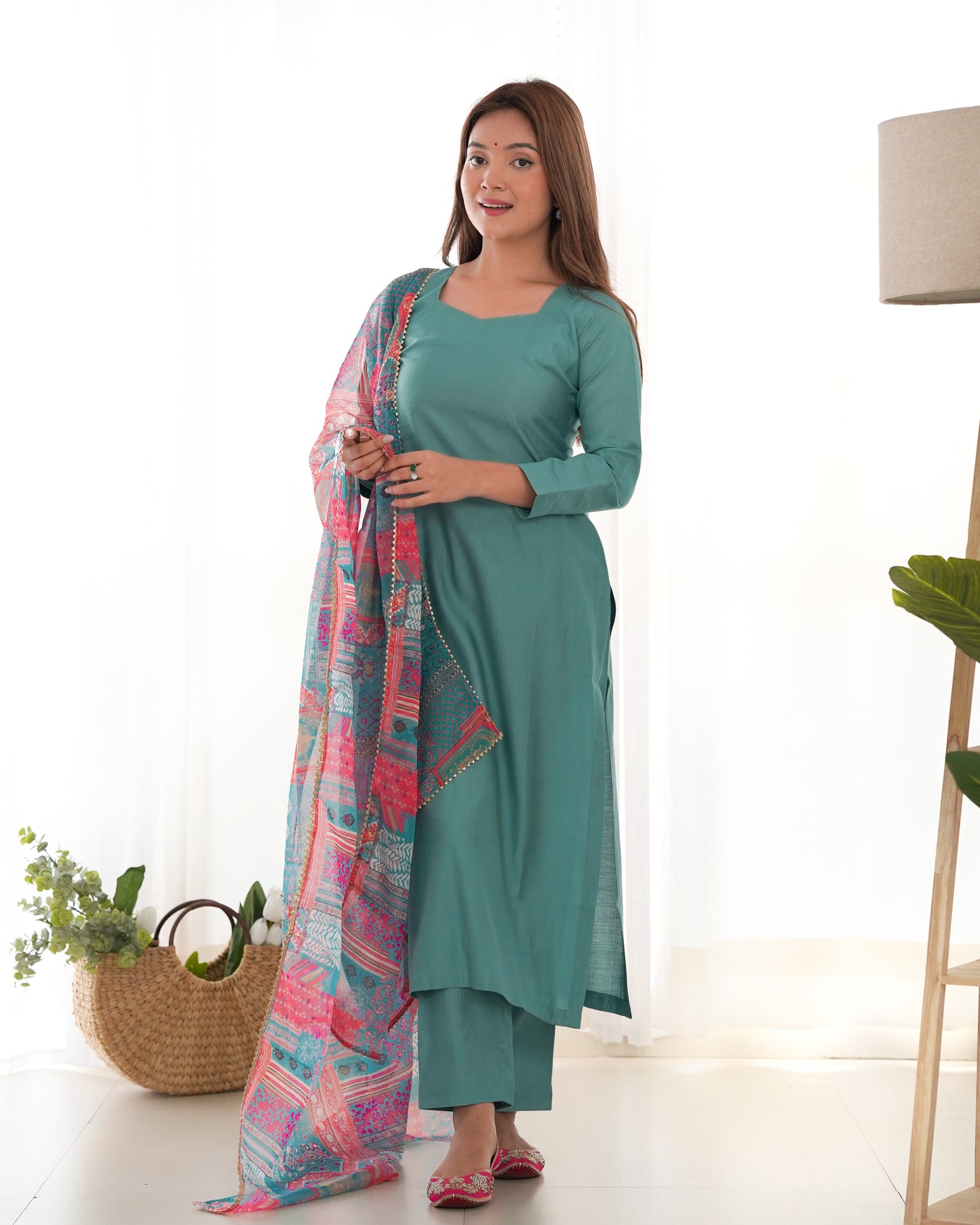 SEAGREEN COLOR PETER PURE VISCOSE FABRIC STRAIGHT FIT SALWAR SUIT