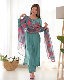 SEAGREEN COLOR PETER PURE VISCOSE FABRIC STRAIGHT FIT SALWAR SUIT