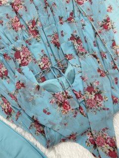 SKY BLUE HEAVY PURE FOX GEORGETTE LAHERIYA PRINT SALWAR SUIT