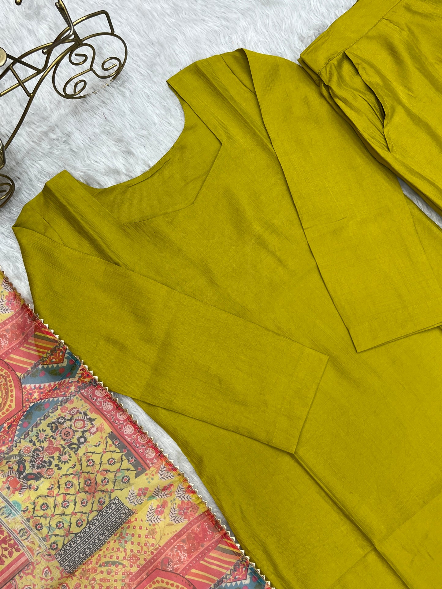 LEMON GREEN PETER PURE VISCOSE FABRIC STRAIGHT FIT SALWAR SUIT