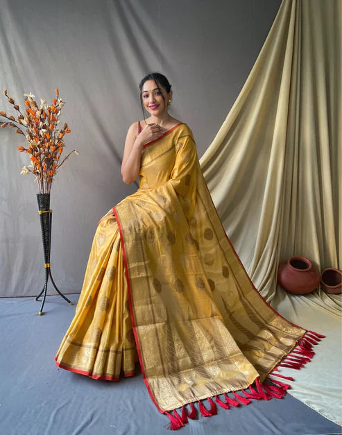 Kasturi Cotton Woven Saree Yellow