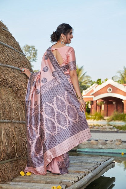 Light Pink Banarasi Silk Party Wear Saree