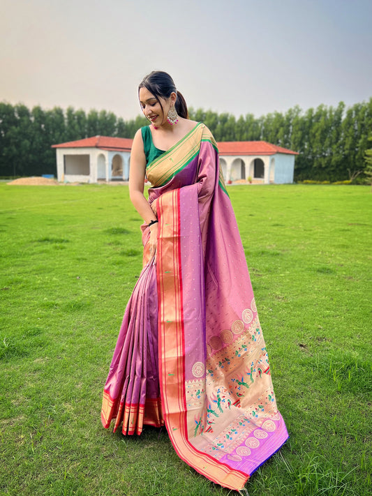 Lavender New Concept Paithani Silk Woven Saree