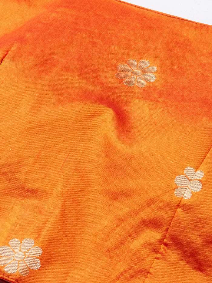 ORANGE COLOR JACQUARD (PAITHANI) ZARI WORK SEMI STITCHED LEHENGA CHOLI WITH JACQUARD DUPATTA