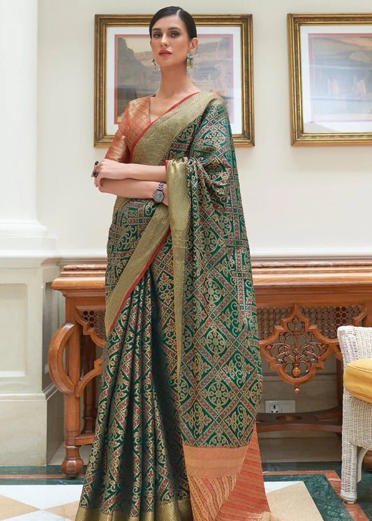 Stromboli Green Woven Patola Silk Saree