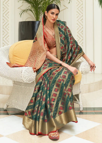 Glade Green Woven Patola Saree